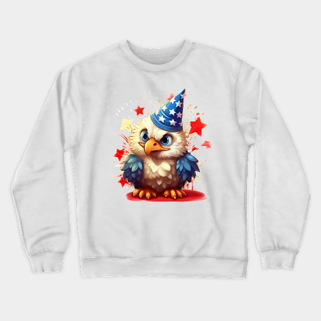 4th of July Baby Bald Eagle #1 Crewneck Sweatshirt by Chromatic Fusion Studio